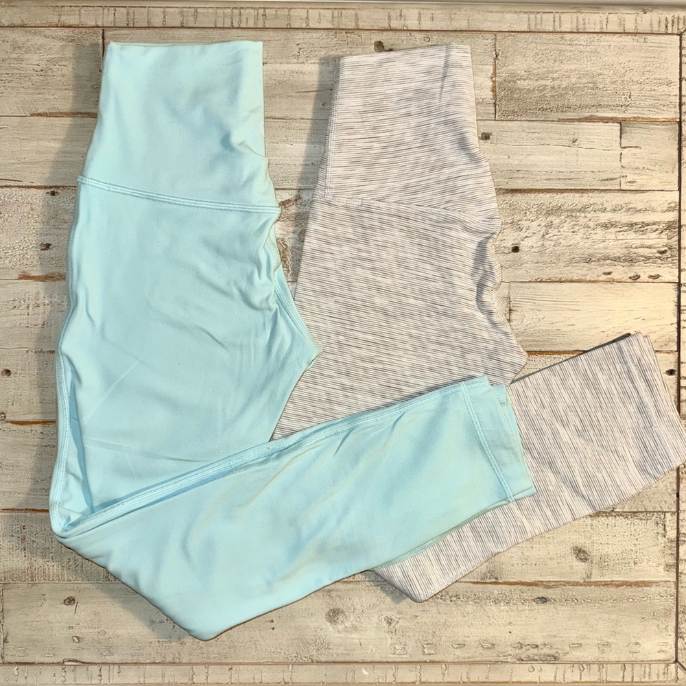 Lululemon Align grey striped and Light Blue Leggings size 2/4 both EUC